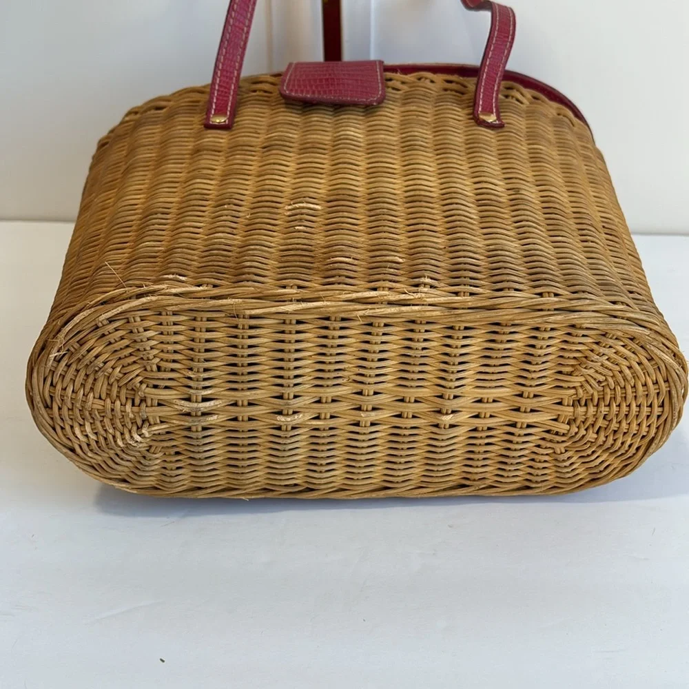 Vintage Y2K Bath & Body Works Wicker Handbag, Red Lid Double Top Handle Bag, Wic